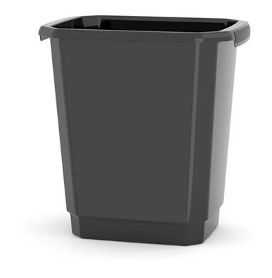 type A Plastic Open Rectangular Kitchen Garbage Can, Black, 14-L