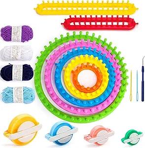 Amazon.com: VGOODALL Round Knitting Looms Set, Set of 18PCS Supplies with Hook Needle, Pompom Maker and Yarn, for Knitting Beginners : Arts, Crafts &