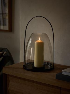 Black Metal Curved Handle Lantern Large