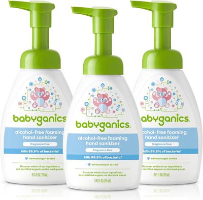 Amazon.com: Babyganics Alcohol-Free Foaming Hand Sanitizer, Pump Bottle, Fragrance Free, 8.45 oz, 3 Pack : Health & Household
