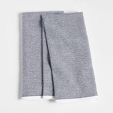 Textured Terry Indigo Organic Cotton Kitchen Towels, Set of 2