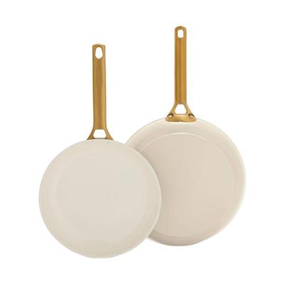 GreenPan Reserve Pro Ceramic Frypan Set 10" 12" — Cream (dairy)