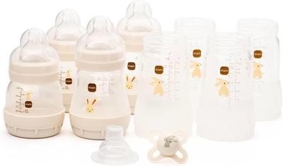 MAM Easy Start Anti-Colic Bottle Starter Set | Includes 4X Feeding Bottles and MAM Original Start 0-2 Month Soother | Self-Sterilising | Baby Gift Set