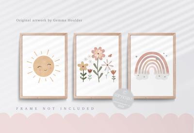 Wildflower Nursery Print Set: Boho Rainbow, Sunshine, Floral Art - Etsy Canada