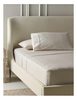 Heritage Printed Cotton Sheet Set in Natural Stripe | MYER