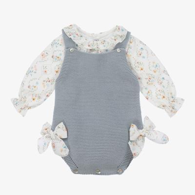 Mebi - Baby Girls Blue Cotton Knit Shortie Set | Childrensalon Outlet