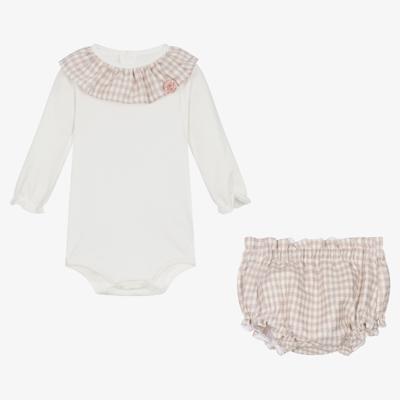 FS Baby - Girls Ivory Cotton Babysuit Set | Childrensalon Outlet