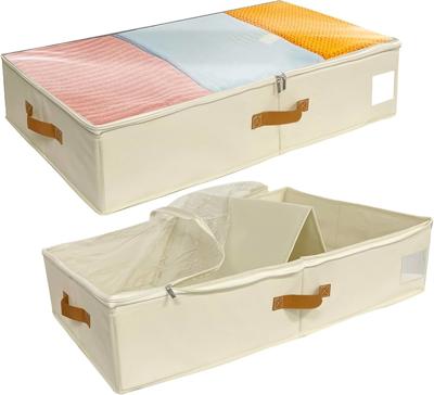 SYEXDZON Under Bed Storage Boxes with Sturdy Sidewalls Plate and Base Plate, 2pack Clothes Organisers with lids, PVC Window for Comforters, Duvets, Bl
