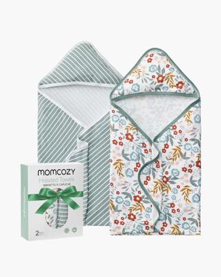 2-Pack Momcozy Baby Hooded Towels - Petite Blossom Design