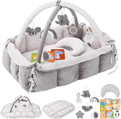 Amazon.com : 5-in-1 Plush Baby Play Gym & Activity Mat, Baby Play Mats, Baby Gym with Convertible Design, Tummy Time Mat with Pillow, 6 Sensory Toys f