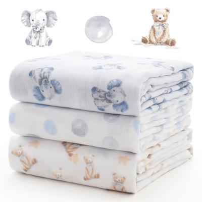 Momcozy Muslin Swaddle Blankets, 3 Pack, Breathable 2-Layer Gauze Large 47 x 47 Baby Swaddling Receiving Blanket Wraps for Newborn Boys Girls, Inn