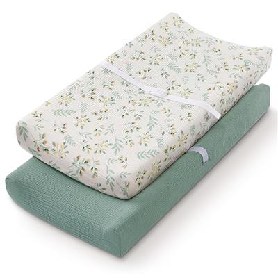 Amazon.com: Blissful Diary Muslin Changing Pad Cover for Girls Boys, Ultra Soft Breathable Cotton, Baby Diaper Change Table Pad Covers, 2Pack (Roman G