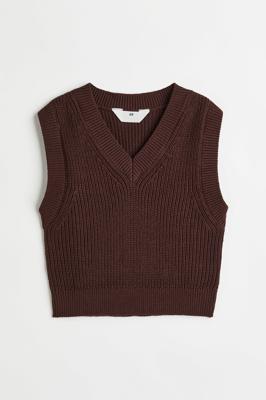 Dark brown Rib-knit Sweater Vest for kids | H&M CA