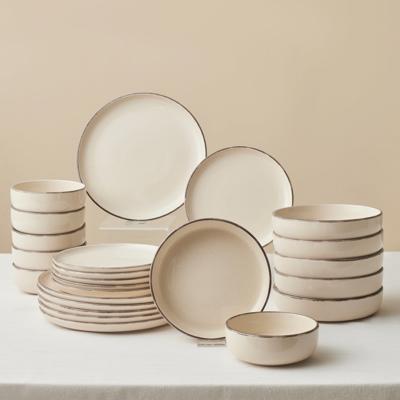 Karaca Monica 24-Piece Stoneware Dinner Set for 6 People, Beige