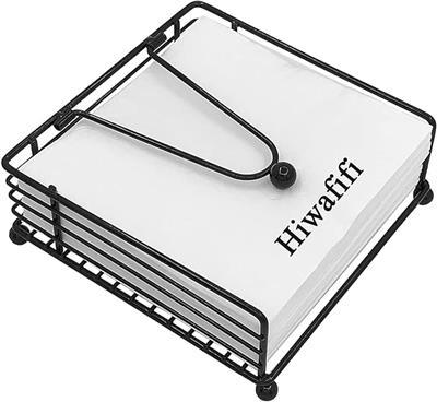 Amazon.com: hiwafifi Napkin Holder for Table, Flat Napkin Dispenser with Weighted Arm, Square Cocktail Paper Holder of Elegant Rustic Iron for Kitchen