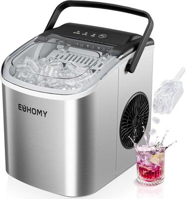 Amazon.com: EUHOMY Countertop Ice Maker Machine with Handle, 26lbs in 24Hrs, 9 Ice Cubes Ready in 6 Mins, Auto-Cleaning Portable Ice Maker with Basket