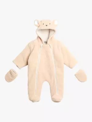 JoJo Maman Bébé Baby Borg Bear Pramsuit, Brown