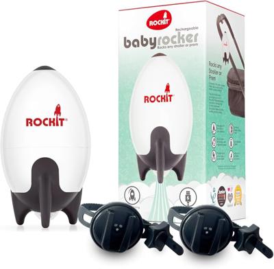 Rockit Rocker Rechargeable with Two Brackets - Baby Sleep Aid Gently Rocks Any Stroller or Buggy, Adjustable Speed with 60 Minute Timer - Fits All Pus