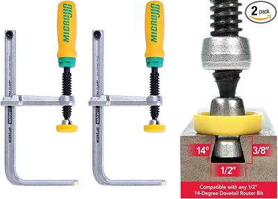 MICROJIG MatchFit Dovetail Clamps, Woodworking Track System Tools, DVC-538K2, 2-Pack, Yellow/Green - Amazon.com