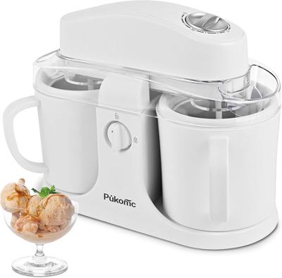 Amazon.com: Pukomc Ice Cream Maker Machine for Home Use, with Two Ice Cream Bowls,Simple Operation and Easy to Clean,White: Home & Kitchen