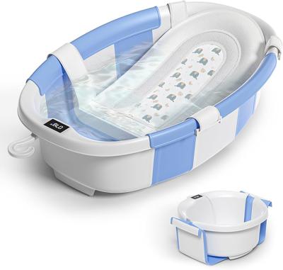 Amazon.com: Collapsible Baby Bathtub for Newborn to Toddler 0-36 Months,Spacious Foldable Infant Bath Tub with Thermometer,Cushion & Drain Hole,Portab