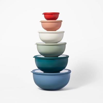 12pc (set of 6) Plastic Mixing Bowl Set with Lids - Figmint™: Nesting, Multicolor, Dishwasher & Microwave Safe : Target