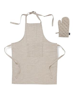 Madras Link Bowral Stripe Apron, Glove Set in Neutral | MYER