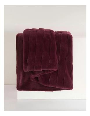 Dreamaker Basketweave Faux Fur Throw Blanket in Cherry | MYER