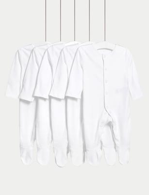 5 Pack Pure Cotton Sleepsuits (5lbs-3 Yrs) | M&S | M&S