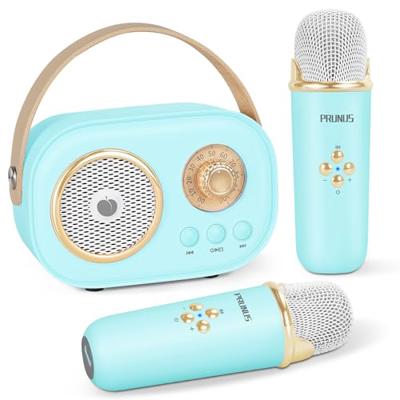 PRUNUS C20 Mini Karaoke Machine,Valentines Day Gifts Her Him Kids Mens | Portable Bluetooth Speaker with 2 Wireless Microphone for Boys Girls 3-12+ Ye