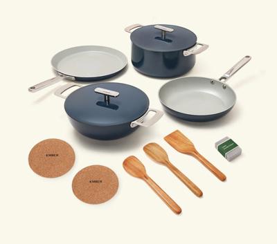 Buy Cookware Set with Storage - Frypan, Kadai, Flat Pan , Dutch Oven with Stainless Steel Handle & 2 Aluminium Lids Online