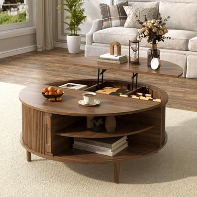 Minimalist Round Lift-Top Coffee Table with Hidden Storage – Walker Edison