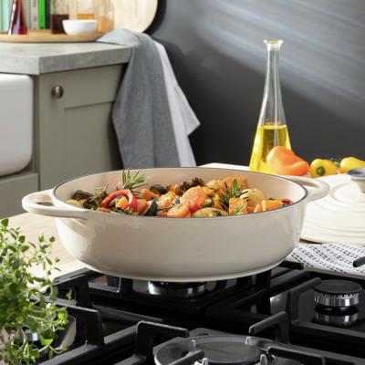 Habitat 4 Litre Cast Iron Shallow Casserole Dish - Orange