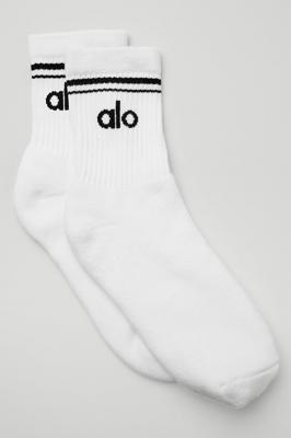 Unisex Half-Crew Throwback Sock - White/Black | ALO