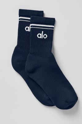 Unisex Half-Crew Throwback Sock - Navy/White | ALO