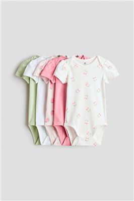 Pink/Berries 5-pack cotton bodysuits for kids | H&M IN