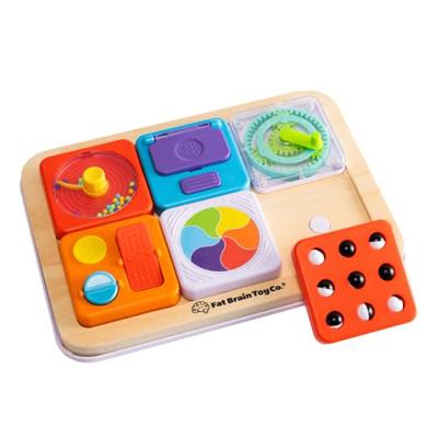 Fat Brain Toys PlayTab Essentials, Modular Sensory Activity Board, Busy Board for Toddlers and Babies Ages 12 Months+