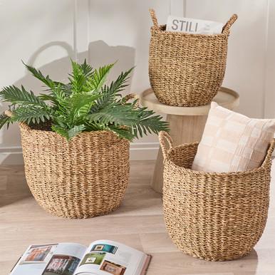 Sutton Round Basket with Handles - Pillow Talk