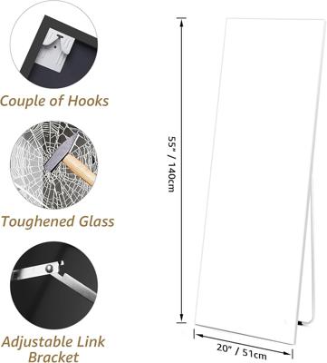 Vasemouh 140x51cm (55x20 in) Full Length Mirrors，White Long Large Mirror for Wall Hanging or Floor Free Standing, for Bathroom Living Room Bedroom-Rou