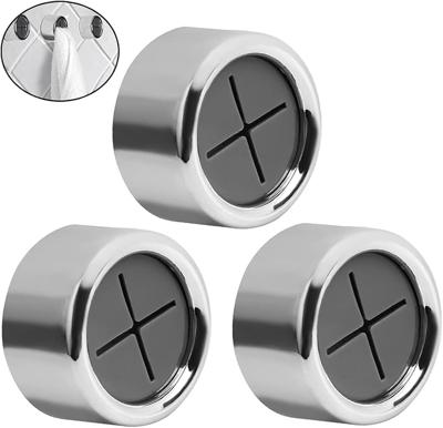 nuoshen 3 Pieces Premium Adhesive Round Towel Holder, Adhesive Towel Hooks Round Wall Mount Hook Tea Towel Holder for Bathroom, Kitchen and Home, No D