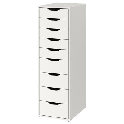 ALEX drawer unit with 9 drawers, white, 36x116 cm - IKEA UK