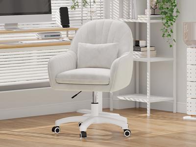 Aivermeil Office Chair, Vanity Swivel Chair,with Velvet Padding pillow,Adjustable Height, for Home Office, Study, Bedroom,150kg Load Capacity Beige :