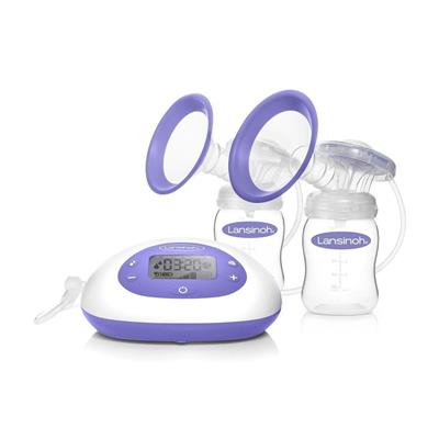 Lansinoh SignaturePro Double Electric Breast Pump, Portable, Includes 25mm Breast Pump Flanges & 2 Lansinoh Baby Bottles, Comfortable pumping for mom,