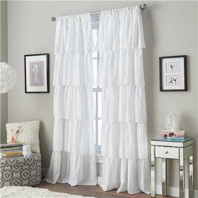 Curtainworks Flounced Indoor Single Curtain Panel, Polyester, Light Filtering, Poletop, White, 42 x 63, Adult - Walmart.com