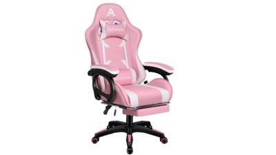 ALFORDSON Gaming Chair 2-Point Massage Xavier - Pink/White | Harvey Norman