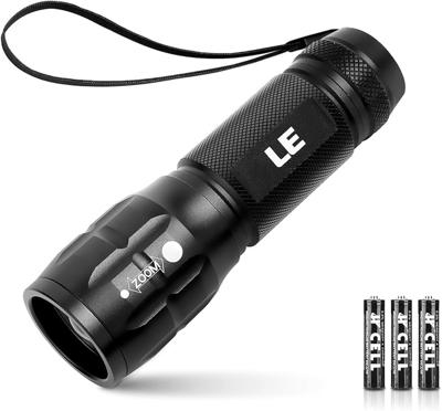 Lighting EVER LED Flashlights High Lumens, Small Flashlight, Waterproof, Adjustable Focus Flash Light for Outdoor, Emergency, AAA Batteries Included,