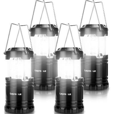 Lepro LED Camping Lanterns Battery Powered, Collapsible, IPX4 Water Resistant, Outdoor Portable Lights for Emergency, Hurricane and Outages, 4 Pack :