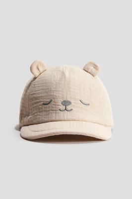 Light beige/bear Soft-Visor Muslin Cap for kids | H&M US