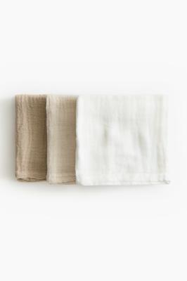 Beige/white 3-Pack Muslin Cloths at H&M Home | H&M US