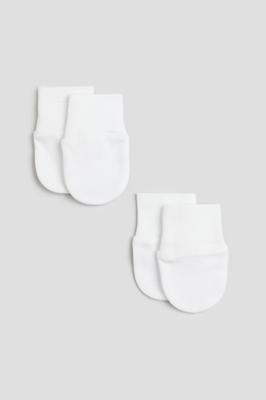 White 2-pack Cotton Jersey Scratch Mittens for kids | H&M US